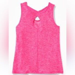 Old Navy Pink Fitted Keyhole Sleeveless Tank Active Workout Tee - Girls Size XL